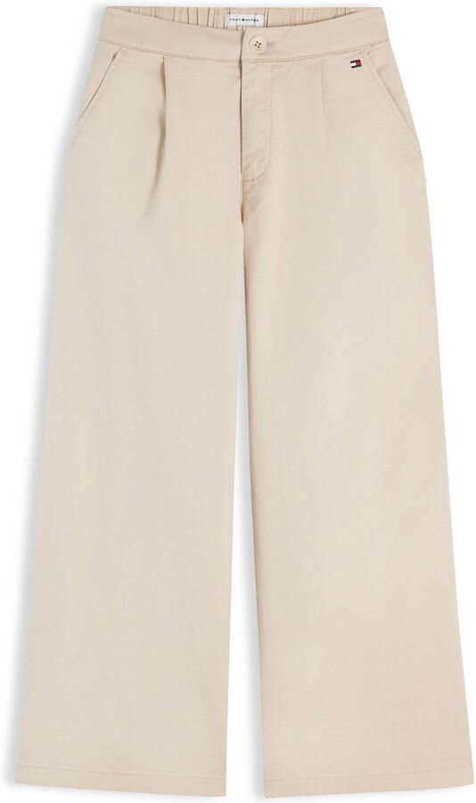 Tommy Hilfiger wide leg casual broek met plooien beige