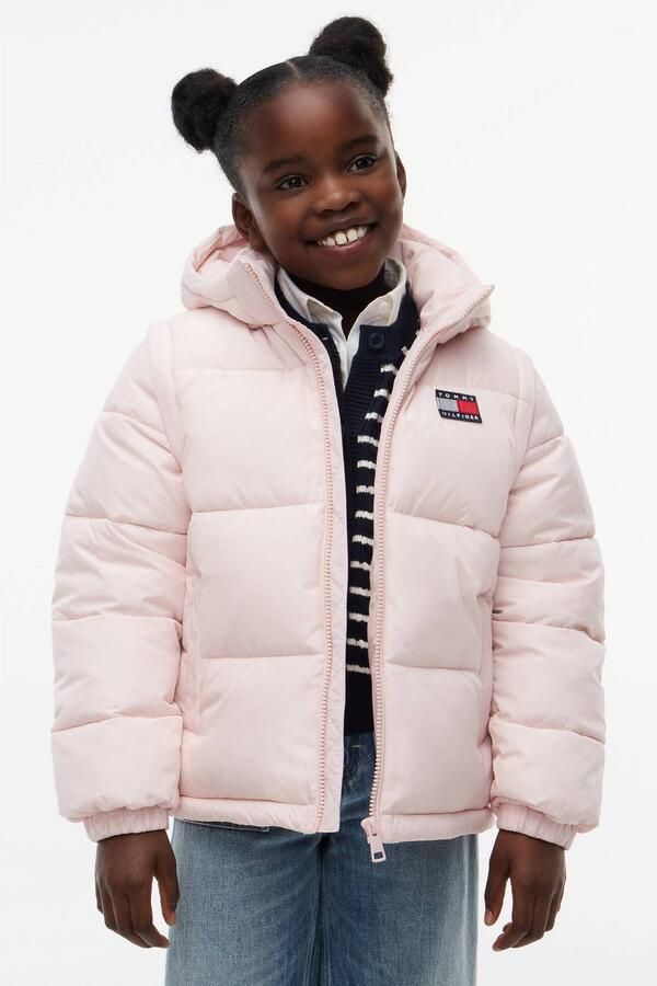 Tommy Hilfiger winterjas lichtroze Polyester Capuchon