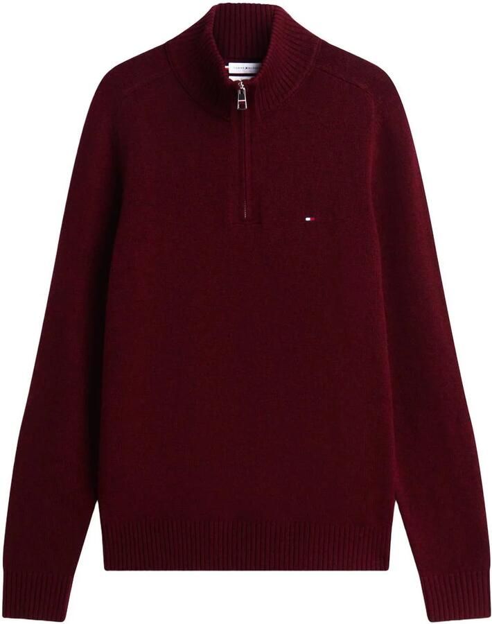 TOMMY HILFIGER Heren Truien & Vesten Lambswool Zip Mock Bordeaux