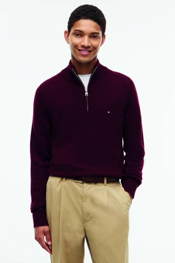 TOMMY HILFIGER Heren Truien & Vesten Lambswool Zip Mock Bordeaux - Foto 2