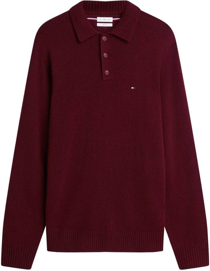 Tommy Hilfiger wollen regular fit trui burgundy - Foto 1