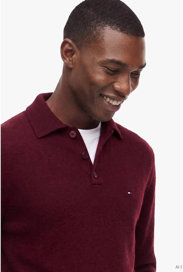 Tommy Hilfiger wollen regular fit trui burgundy - Foto 2