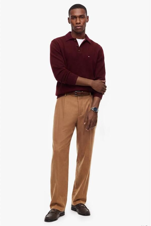Tommy Hilfiger wollen regular fit trui burgundy - Foto 3