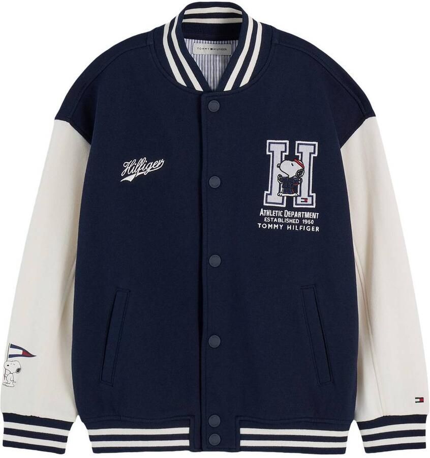 Tommy Hilfiger x Peanuts Snoopy bomberjack donkerblauw wit Jas Katoen Ronde hals