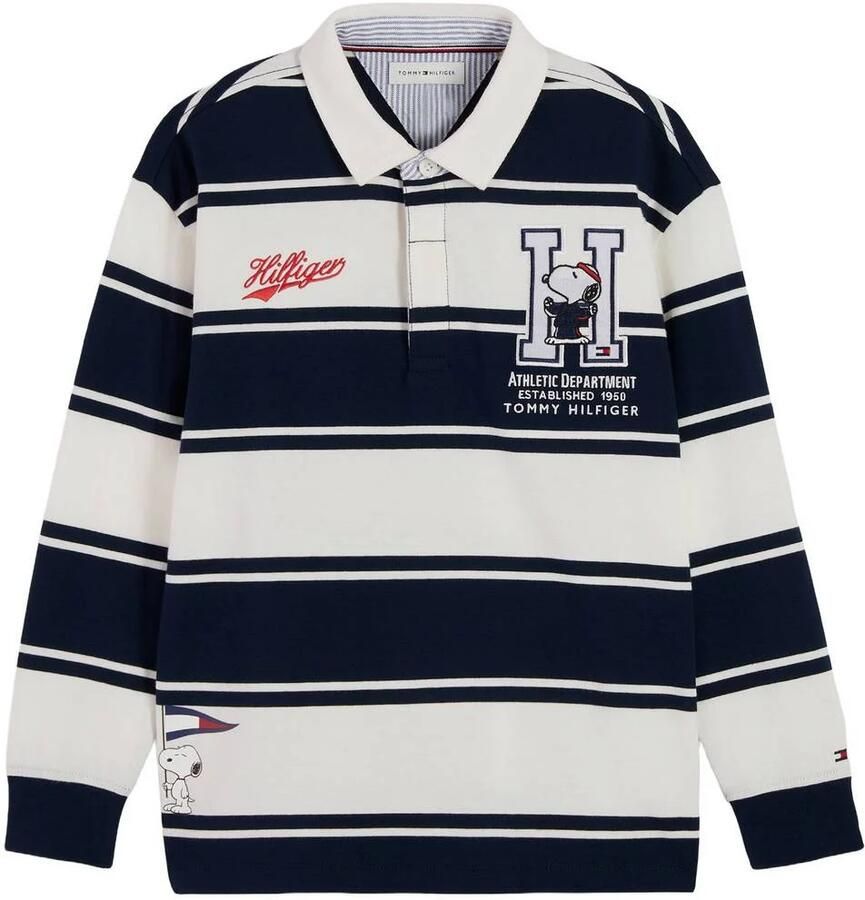 Tommy Hilfiger x Peanuts Snoopy longsleeve donkerblauw wit Katoen Polokraag