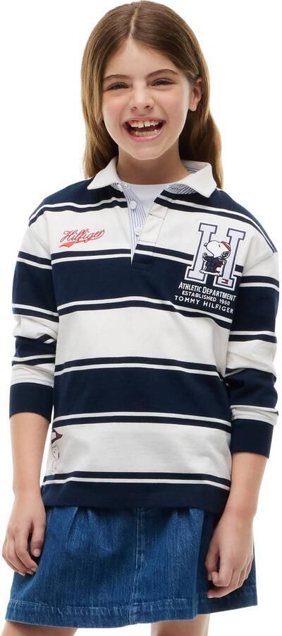 Tommy Hilfiger x Peanuts Snoopy longsleeve donkerblauw wit Katoen Polokraag - Foto 3