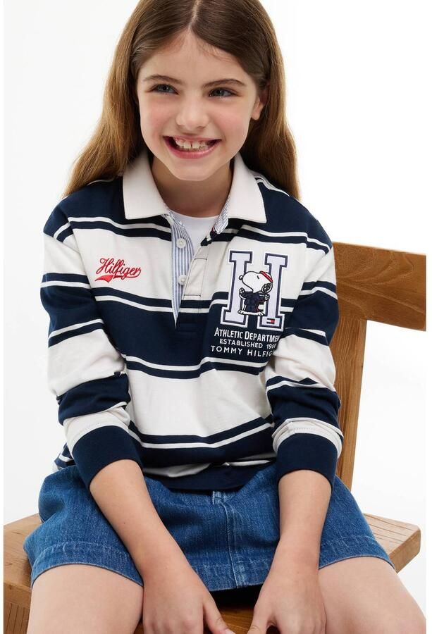 Tommy Hilfiger x Peanuts Snoopy longsleeve donkerblauw wit Katoen Polokraag - Foto 2