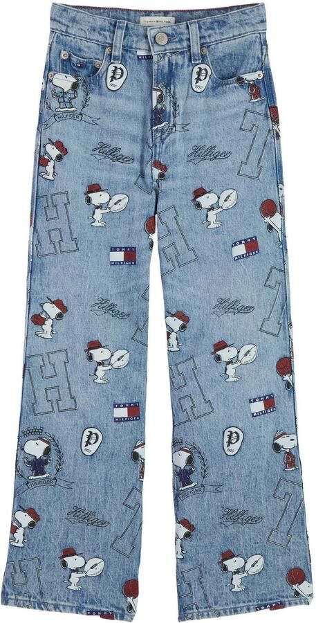 Tommy Hilfiger x Peanuts Snoopy Mabel wide leg jeans met print lichtblauw denim