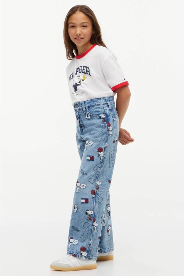 Tommy Hilfiger x Peanuts Snoopy Mabel wide leg jeans met print lichtblauw denim - Foto 2