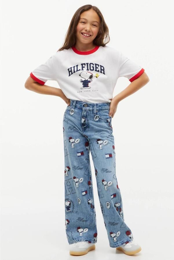 Tommy Hilfiger x Peanuts Snoopy Mabel wide leg jeans met print lichtblauw denim - Foto 3