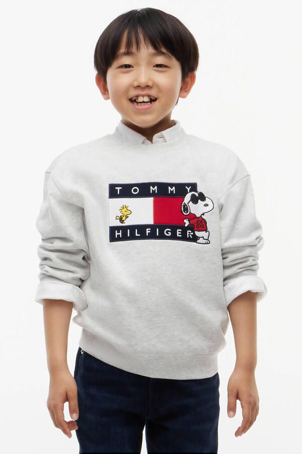 Tommy Hilfiger x Peanuts Snoopy sweater grijs melange Printopdruk - Foto 3
