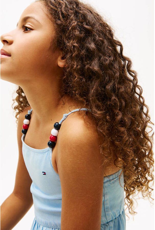 Tommy Hilfiger zomerjurk lichtblauw Meisjes Lyocell Ronde hals Effen - Foto 2