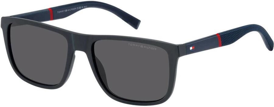Tommy Hilfiger Matte Blauwe Zonnebril met Grijze Lenzen Black Unisex