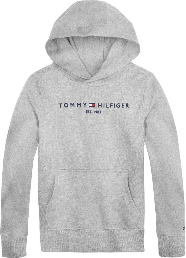 Tommy Hilfiger unisex hoodie met logo grijs melange Sweater Logo 104