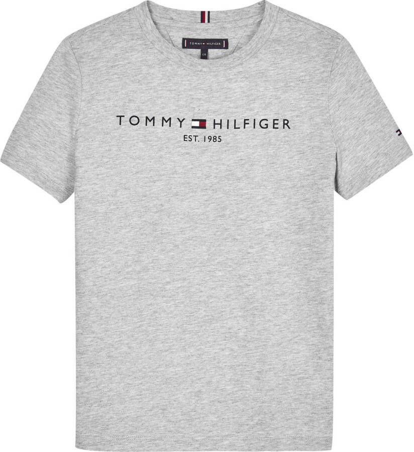 Tommy Hilfiger unisex T-shirt van biologisch katoen lichtgrijs melange 140