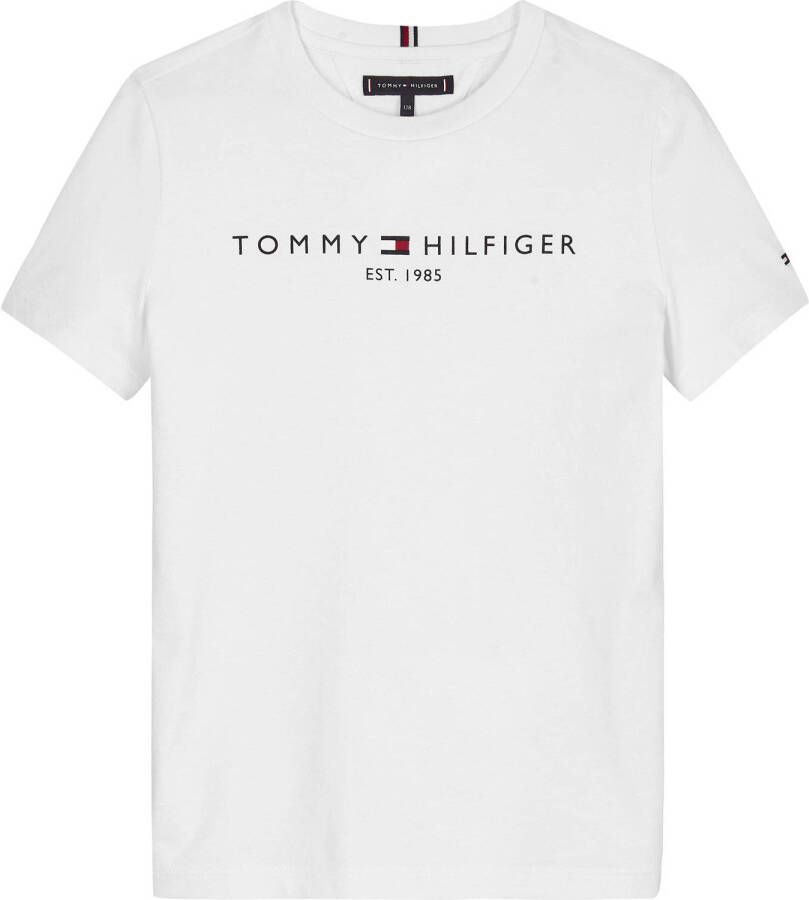 Tommy Hilfiger unisex T-shirt van biologisch katoen wit Katoen (biologisch) Ronde hals 128
