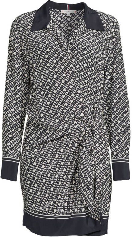 Tommy Hilfiger wikkeljurk met all over print zwart wit