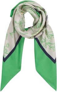 Tommy Hilfiger zijden sjaal met all-over print groen ecru