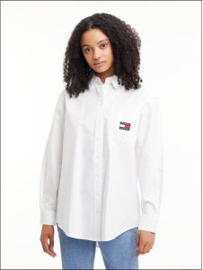 Tommy Jeans Overhemdblouse met labelpatch model 'BADGE BOYFRIEND SHIRT'