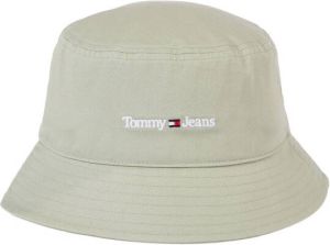 Tommy Jeans bucket hat met logo grijsgroen