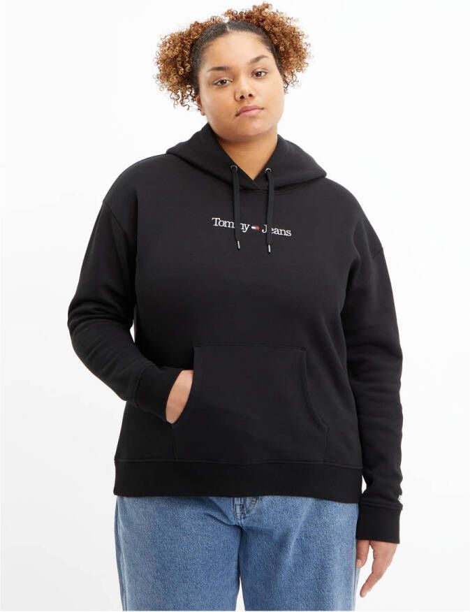Tommy Jeans Curve PLUS SIZE hoodie met labelstitching model 'SERIF'