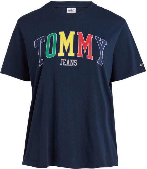 Tommy Jeans Curve T-shirt TJW CRV RLX POP TOMMY met printopdruk donkerblauw