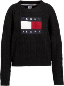 Tommy Jeans Curve PLUS SIZE gebreide pullover met labelstitching model 'CENTER FLAG'