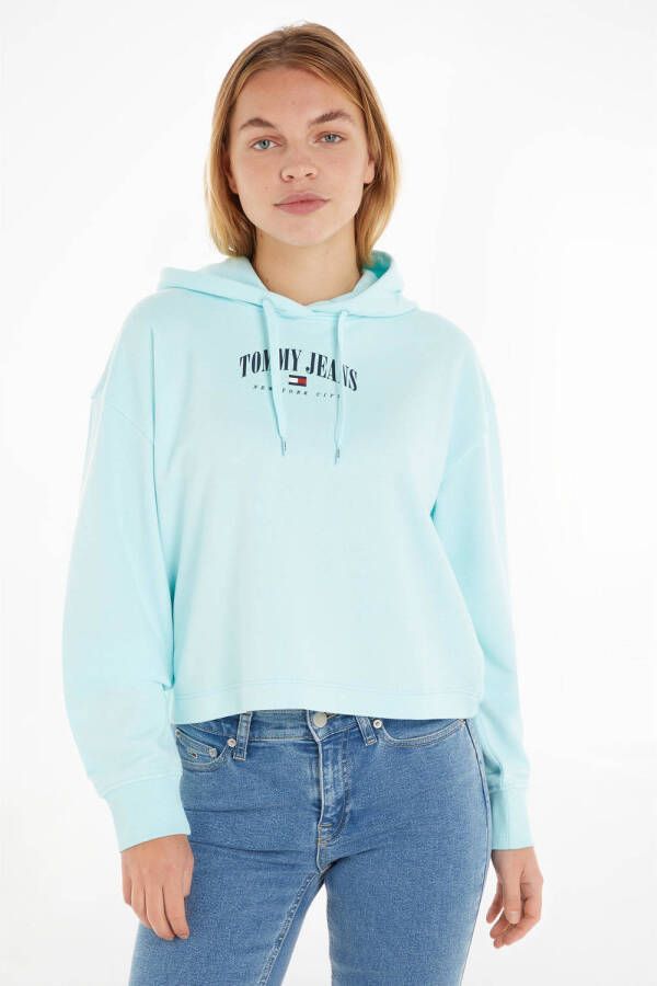 Tommy Jeans hoodie met logo aqua coast
