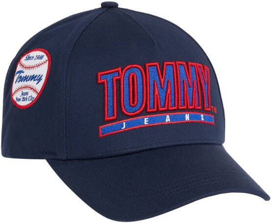 Tommy Jeans pet met logo donkerblauw rood