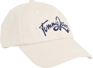 Tommy Jeans pet met logo ecru donkerblauw
