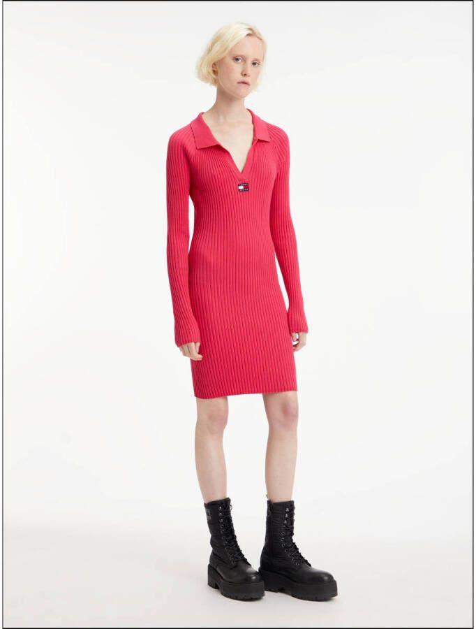TOMMY JEANS Dames Jurken Tjw Collar Badge Sweater Dress Roze