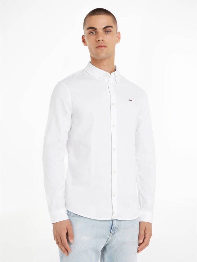 Tommy Jeans slim fit overhemd met biologisch katoen wit