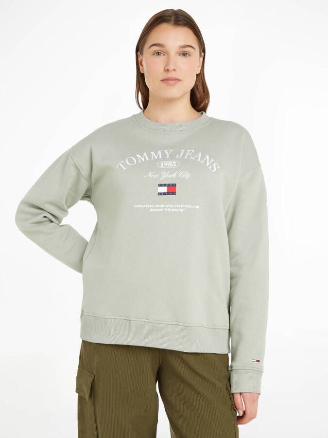 Tommy Jeans sweater met logo mintgroen