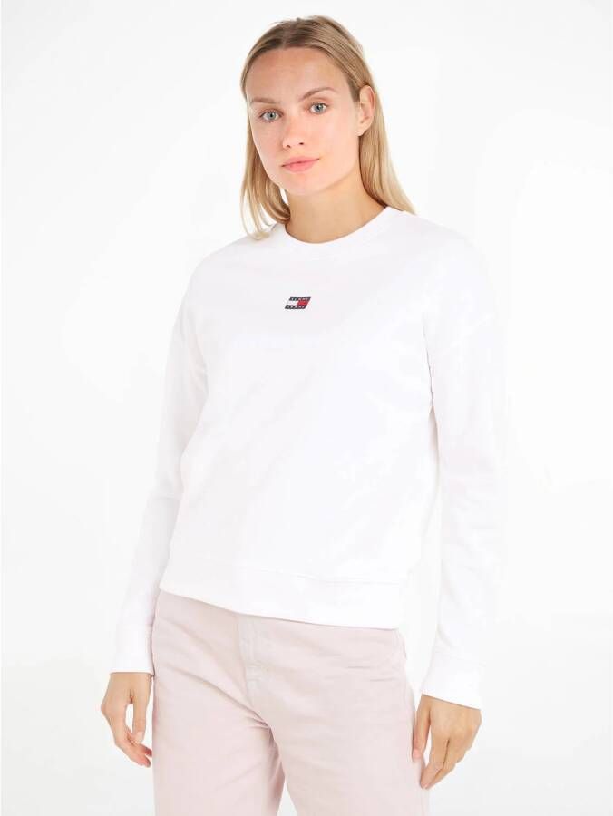 Tommy Jeans Logo Geborduurd Katoenen Sweatshirt White Dames