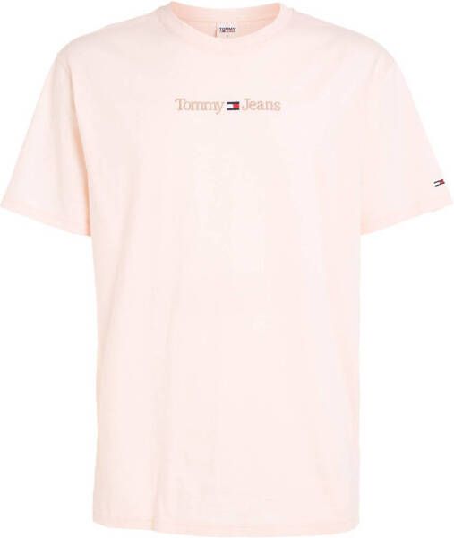 Tommy Jeans Heren T-shirt Roze Korte Mouw Ronde Hals Pink Heren