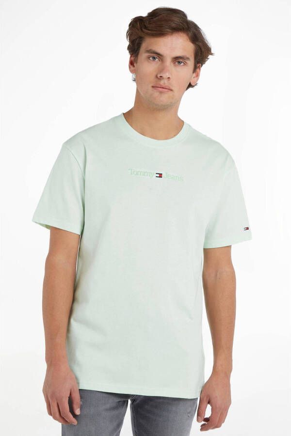 Tommy Jeans Heren Klassiek T-Shirt met Kleine Tekst White Heren