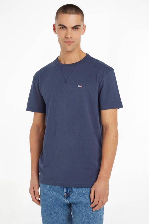Tommy Jeans Heren T-shirt Blauw Ronde Hals Korte Mouw Blue Heren