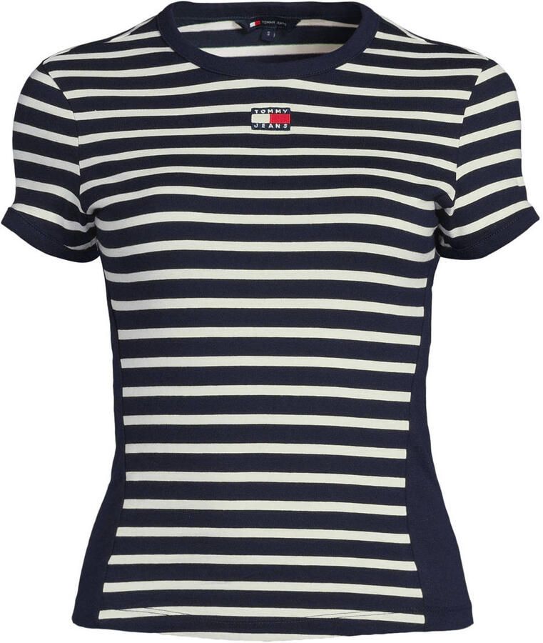 Tommy Jeans aansluitende gestreepte top marineblauw