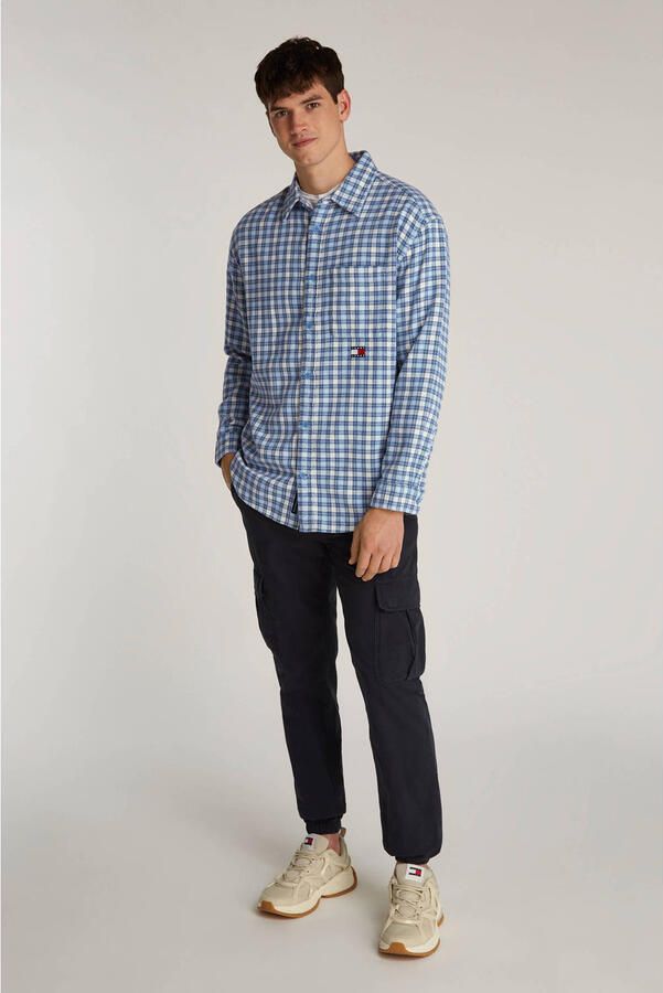TOMMY JEANS Heren Overhemden Tjm Badge Flannel Shirt Ext Blauw - Foto 7