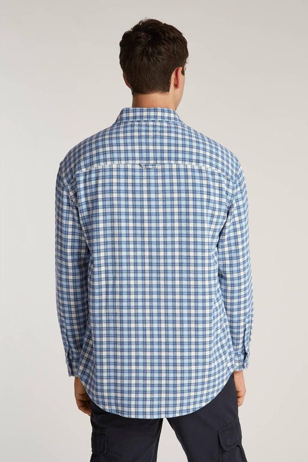 TOMMY JEANS Heren Overhemden Tjm Badge Flannel Shirt Ext Blauw - Foto 5