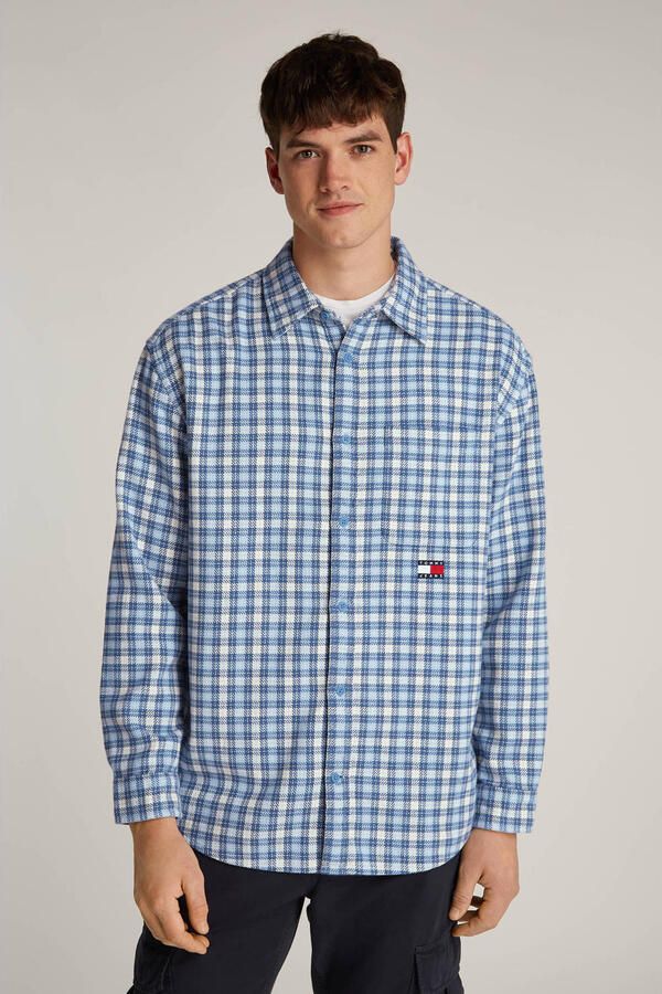 TOMMY JEANS Heren Overhemden Tjm Badge Flannel Shirt Ext Blauw - Foto 6