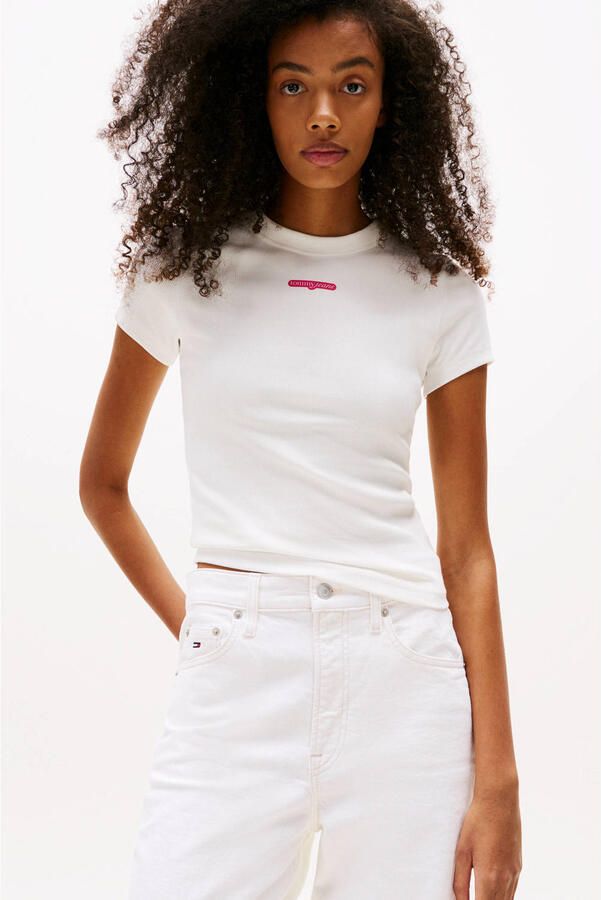 TOMMY JEANS Shirt met korte mouwen TJW SLIM SCRIPT LABEL SS TEE EXT