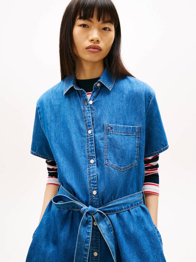 Tommy Jeans denim A-lijn jurk medium blue denim