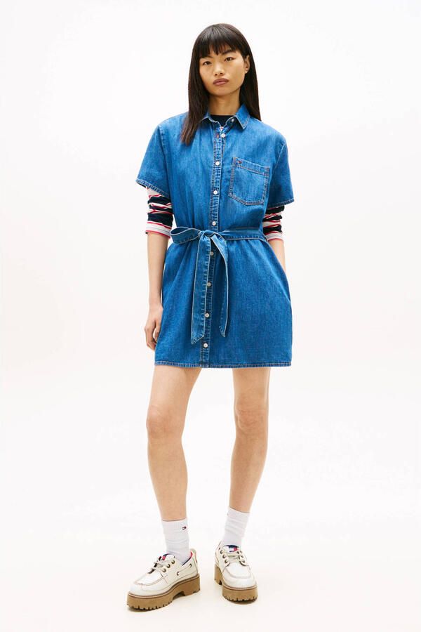 Tommy Jeans denim A-lijn jurk medium blue denim - Foto 3