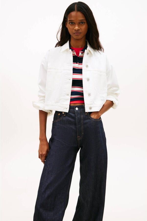 TOMMY JEANS Dames Jassen Ovsz Crop Trckr Jckt Flg Bj6099 Gebroken Wit - Foto 5