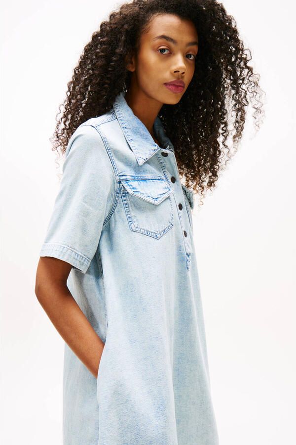 Tommy Jeans denim spijkerjurk light blue denim