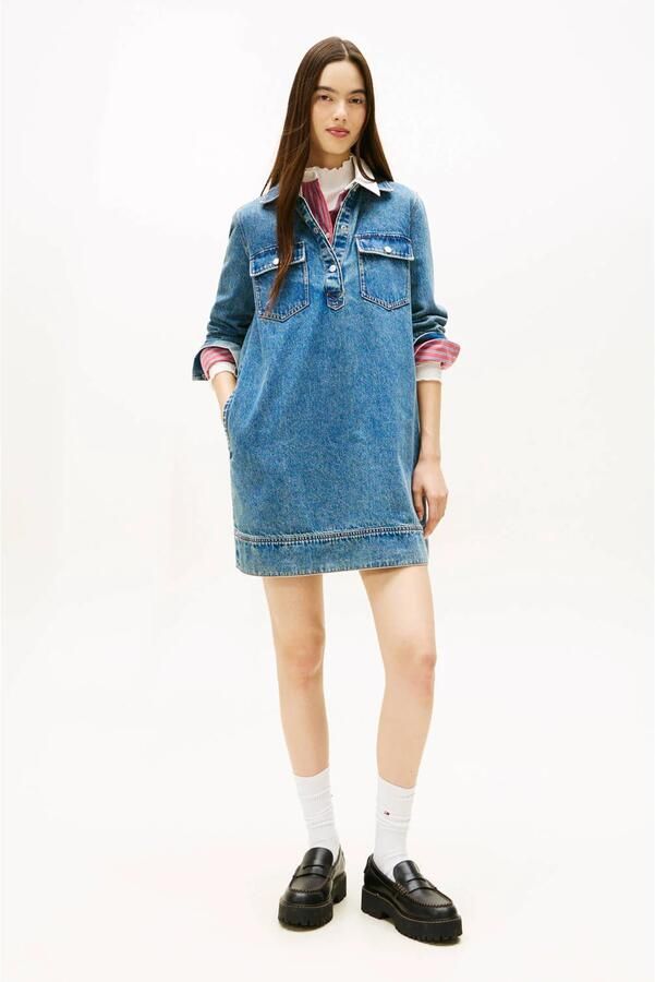 TOMMY JEANS Dames Jurken Tjw Pullover Denim Dress Blauw - Foto 5