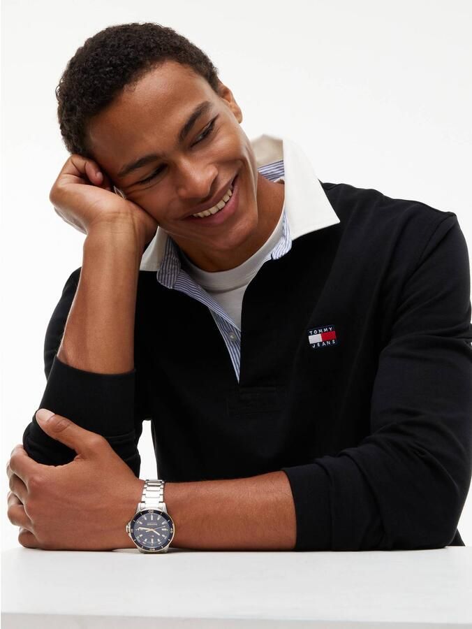 Tommy Jeans ESS BADGE RUGBY relaxed fit polo zwart - Foto 2