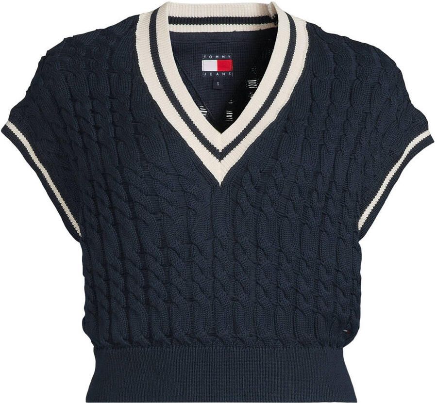 Tommy Jeans gebreide top met kabels marineblauw
