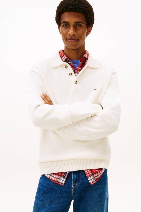 TOMMY JEANS Heren Truien & Vesten Tjm Slim Essential Polo Swtr Ext Gebroken Wit - Foto 5